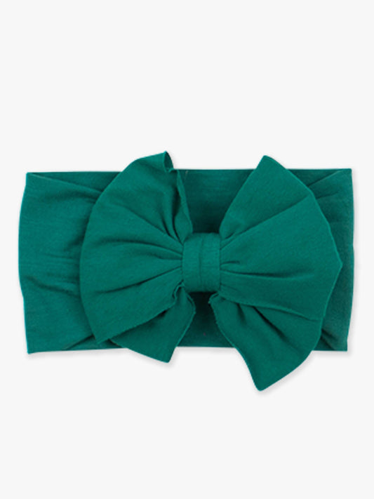 Girls Emerald Green Big Bow Headband: Green / One Size