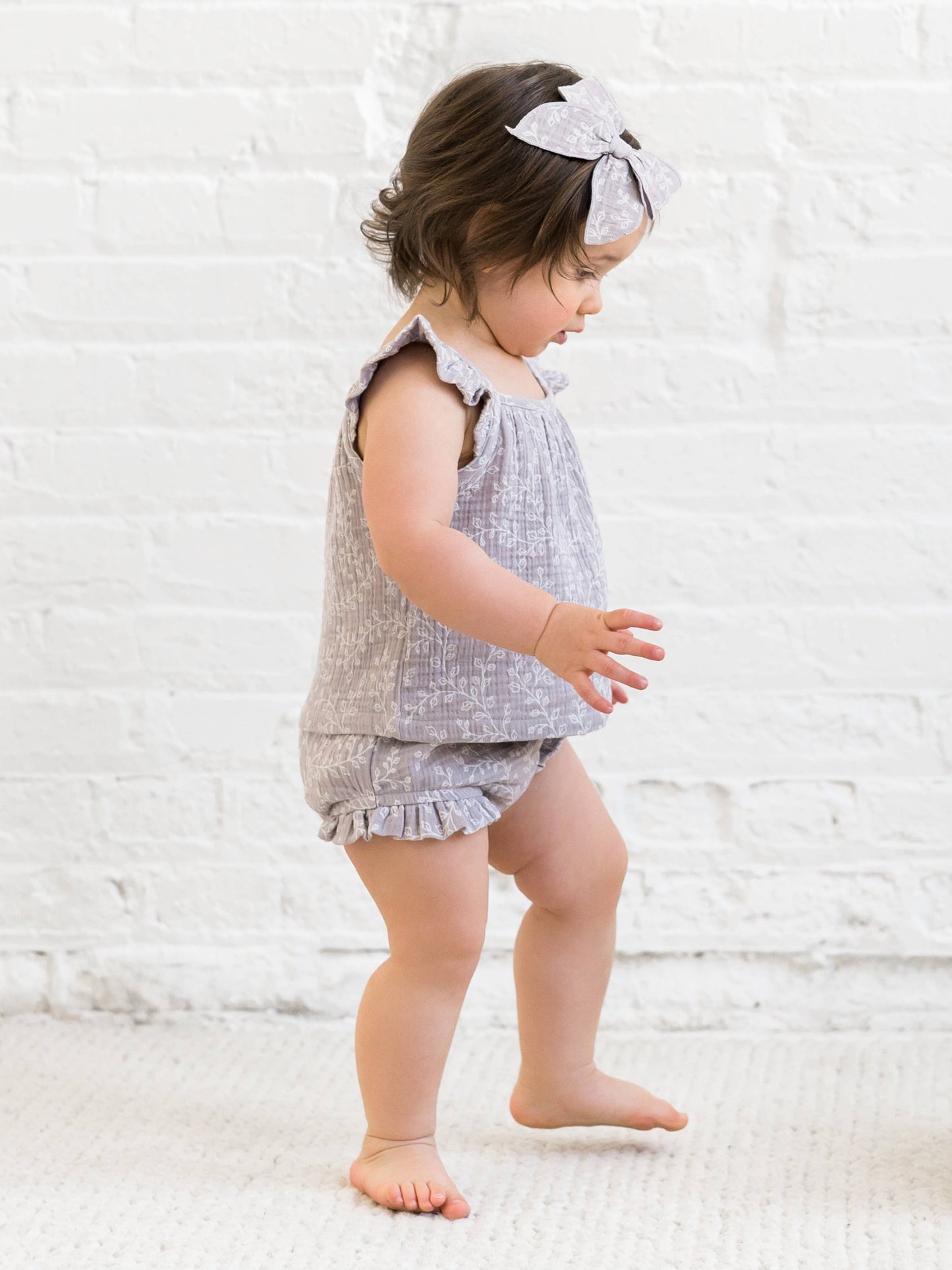 Organic Suki Muslin Tank & Short Set - Lucia Floral/Lilla: 3-6M