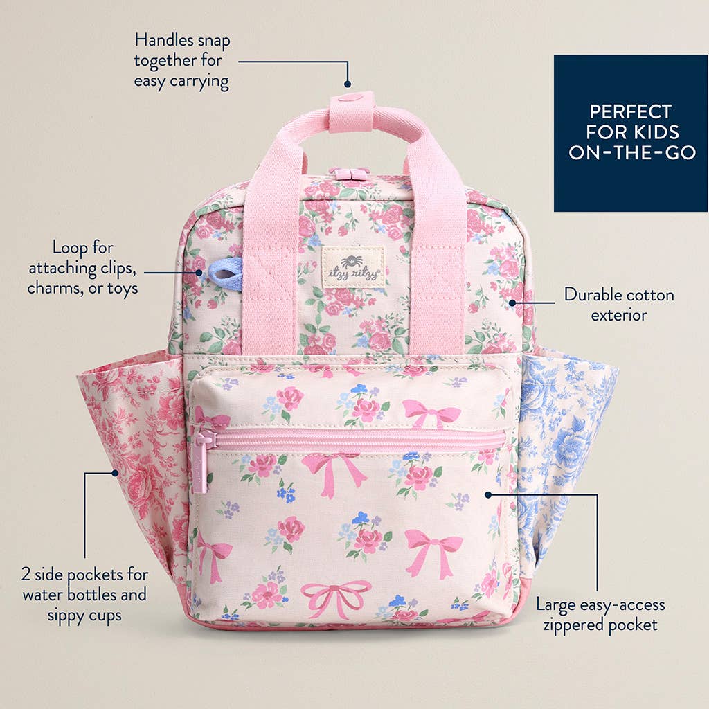 Toddler Backpack: Ribbons + Roses