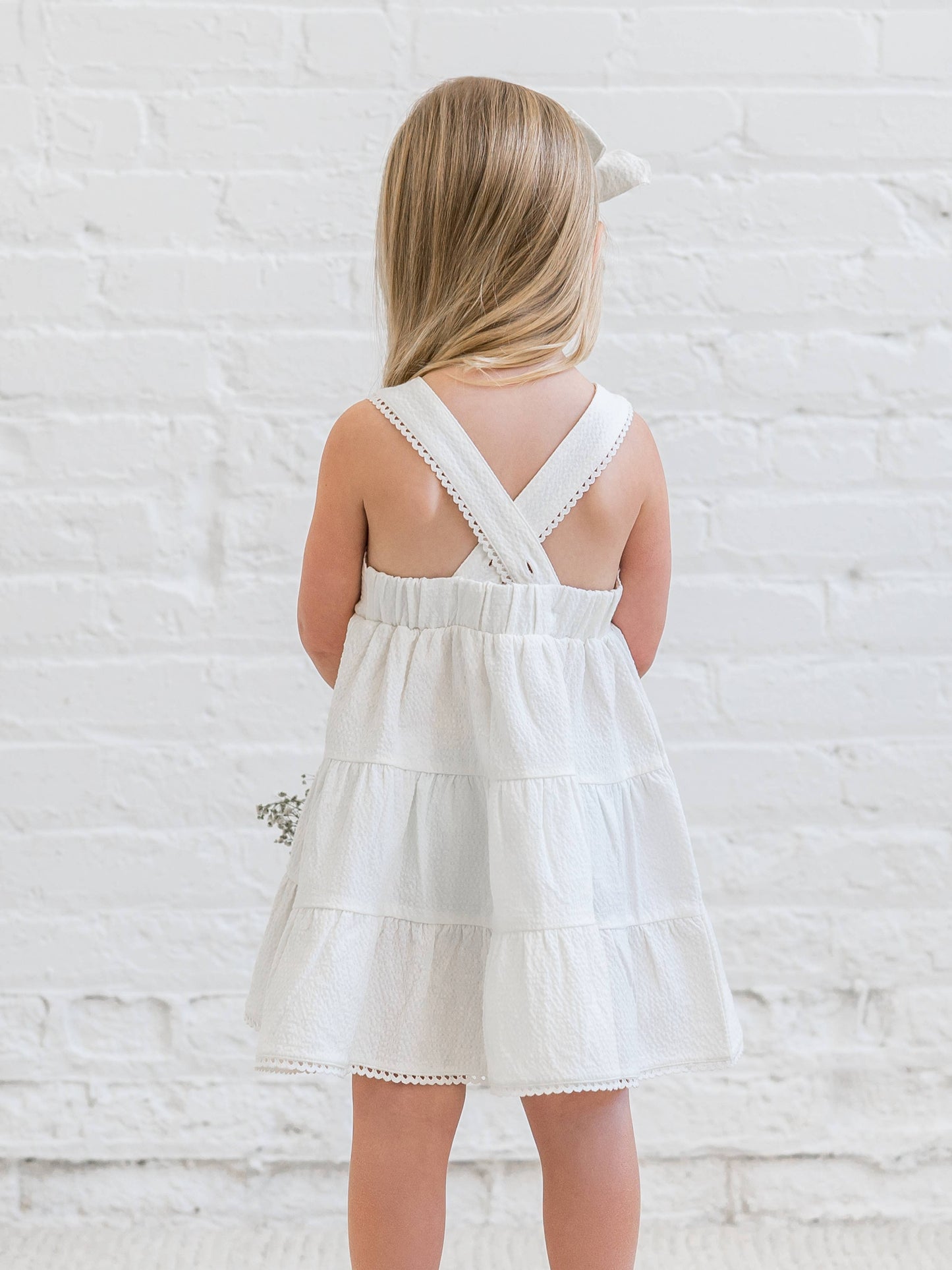 Organic Zoey Seersucker Tiered Dress - Coconut: 2T