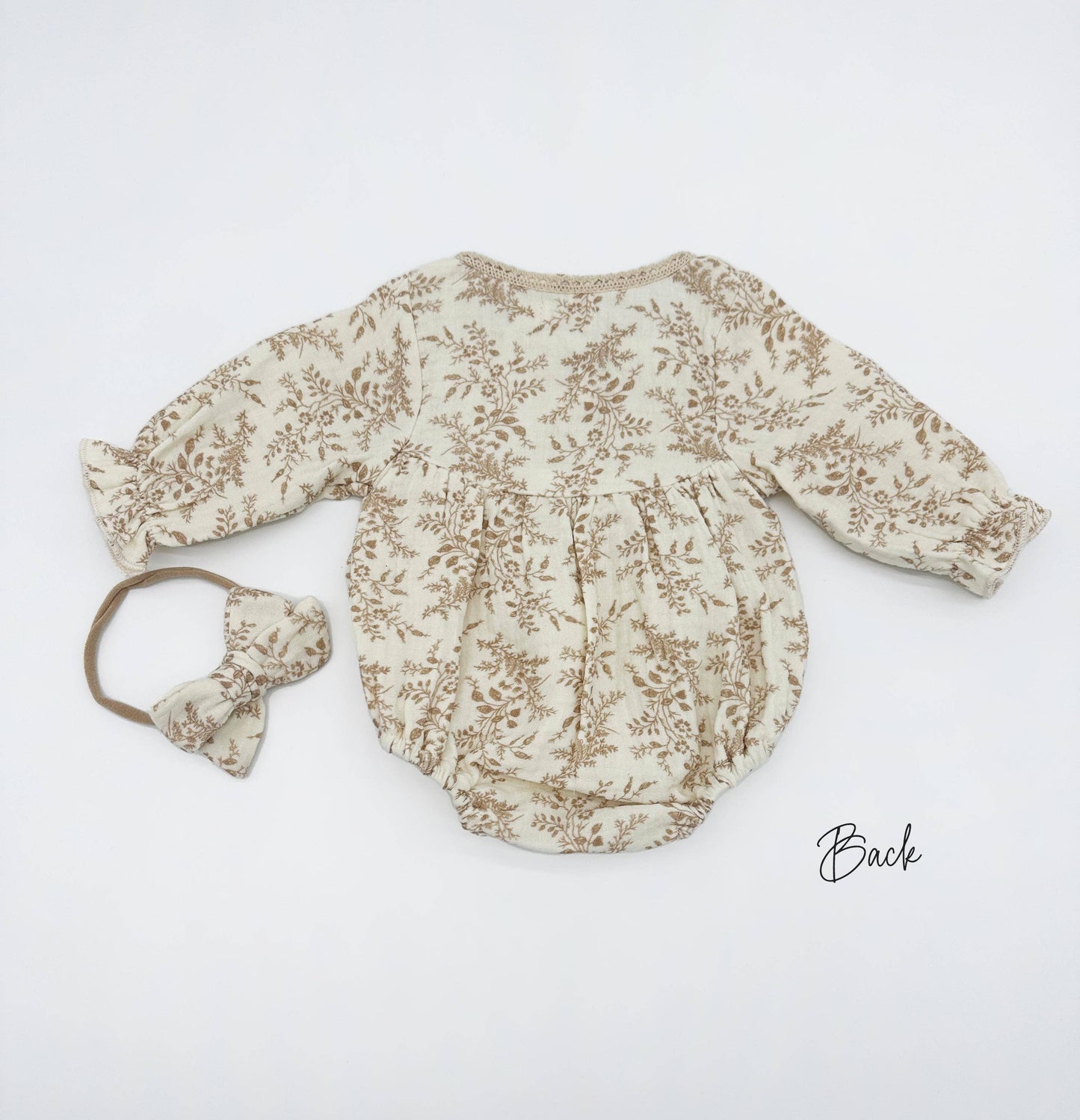 Elodie Long Sleeve Romper Set: 2pc Set (romper+Bow)