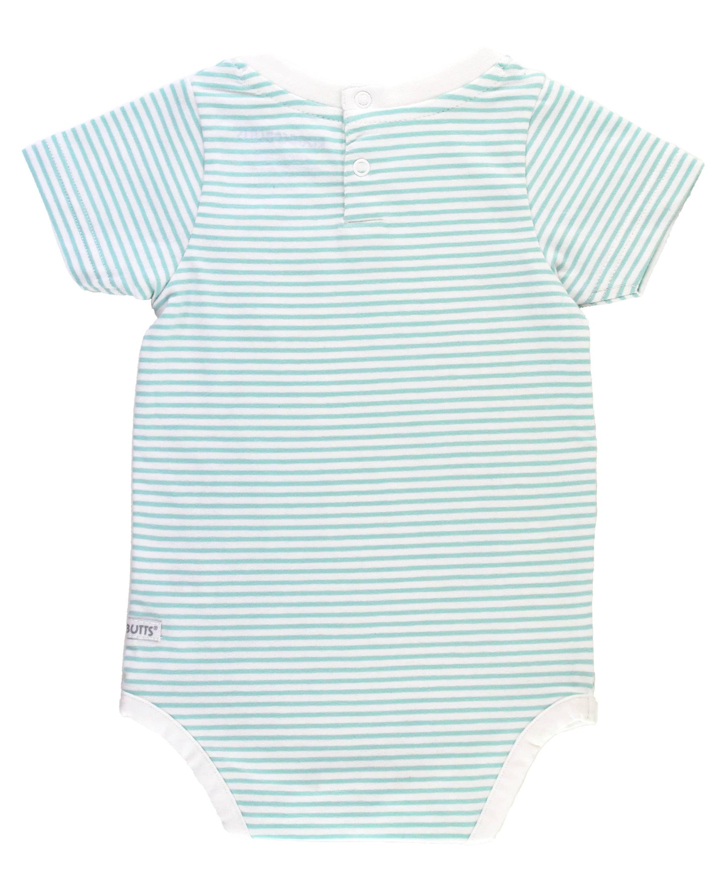 Baby Boys Vintage Aqua Stripe Short Sleeve Pocket Bodysuit