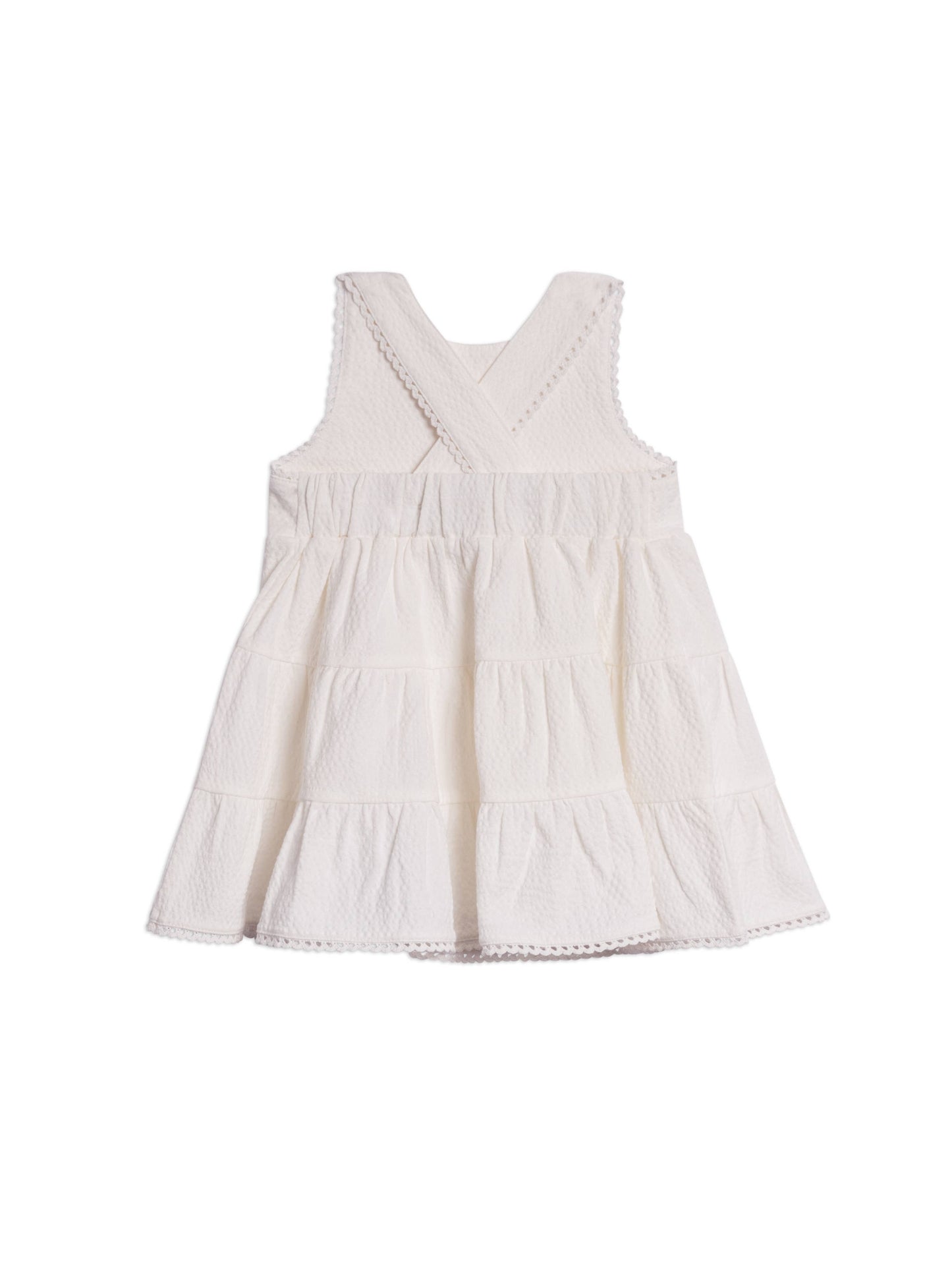 Organic Zoey Seersucker Tiered Dress - Coconut: 2T