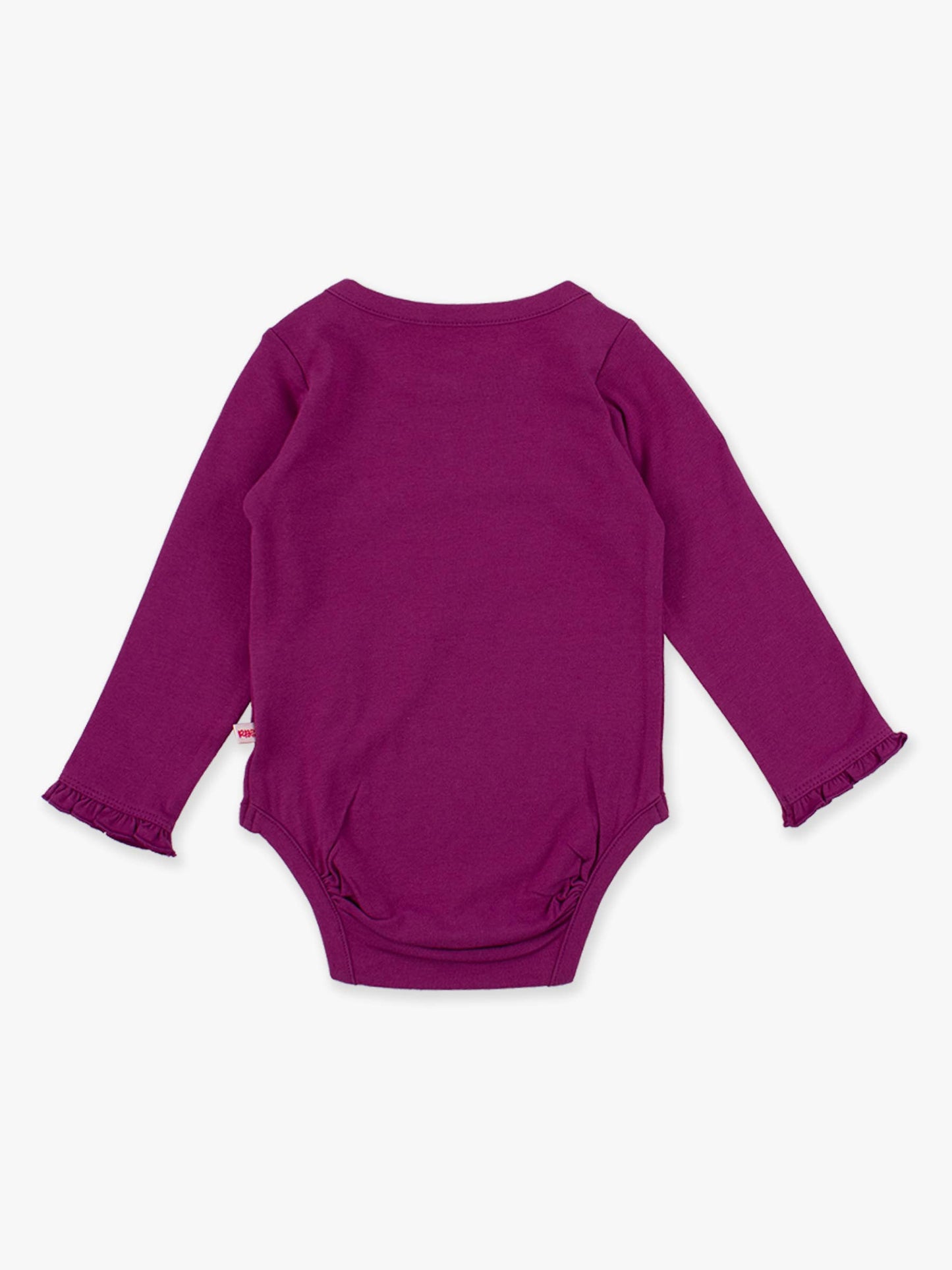 Baby Girls Knit Long Sleeve Ruffle Bodysuit: Plum Tart