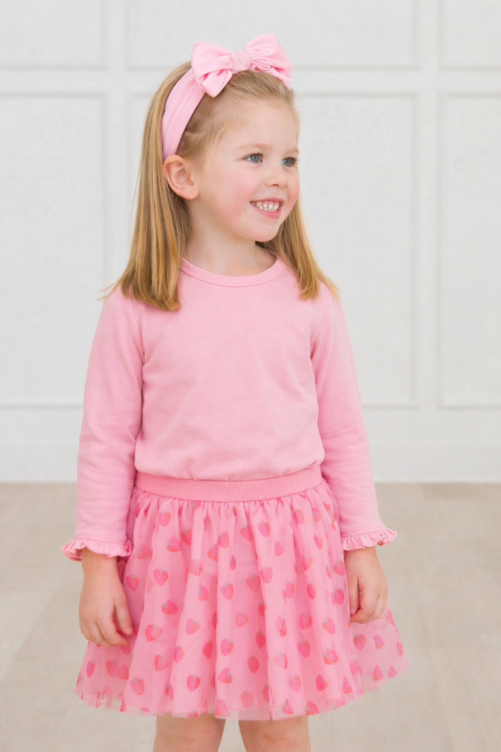 Pink Knit Long Sleeve Ruffle Sleeve Top