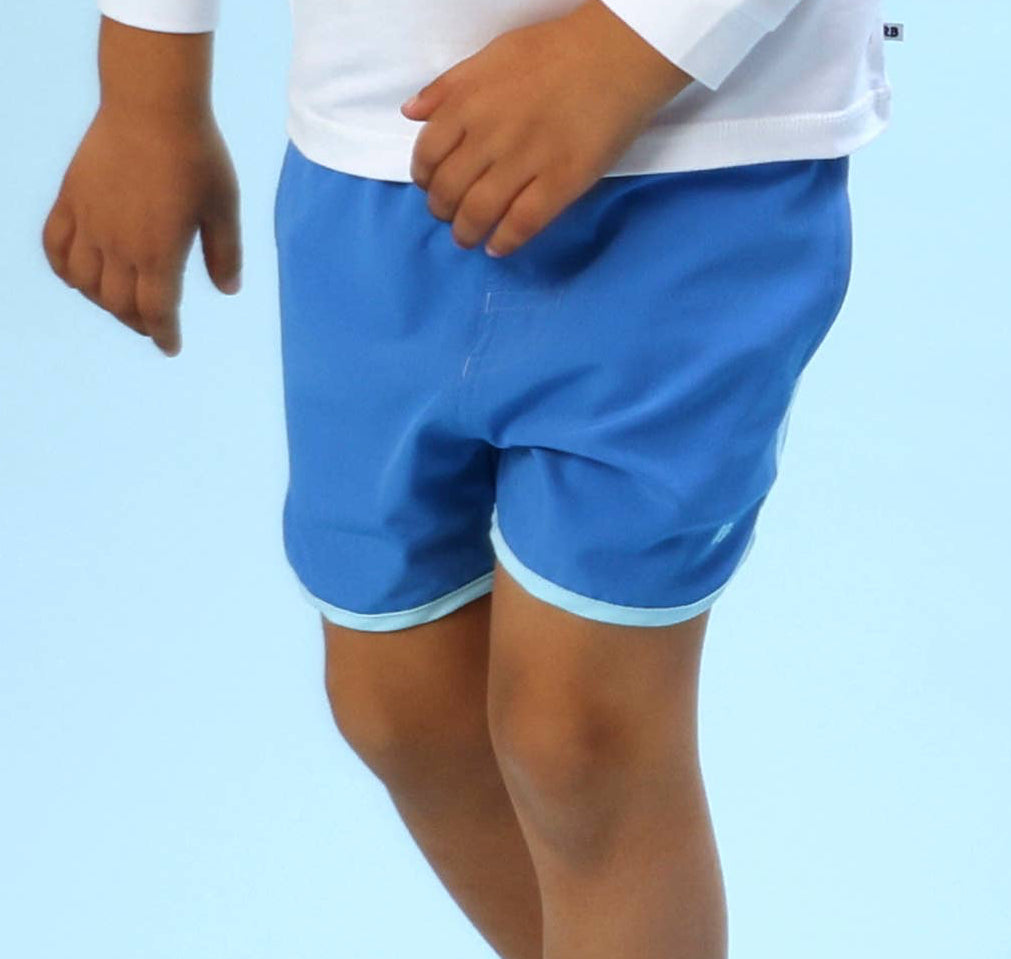 BoysDolphin Hem Swim Trunks: Sonic Blue