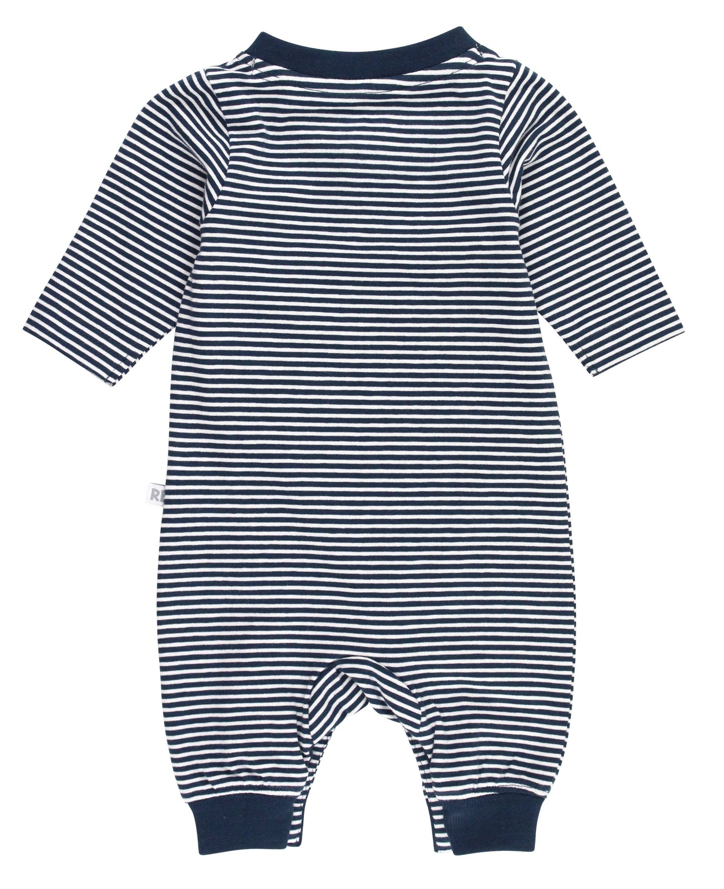 Baby Tiny Navy Stripe Knit Henley Pocket Romper: Blue