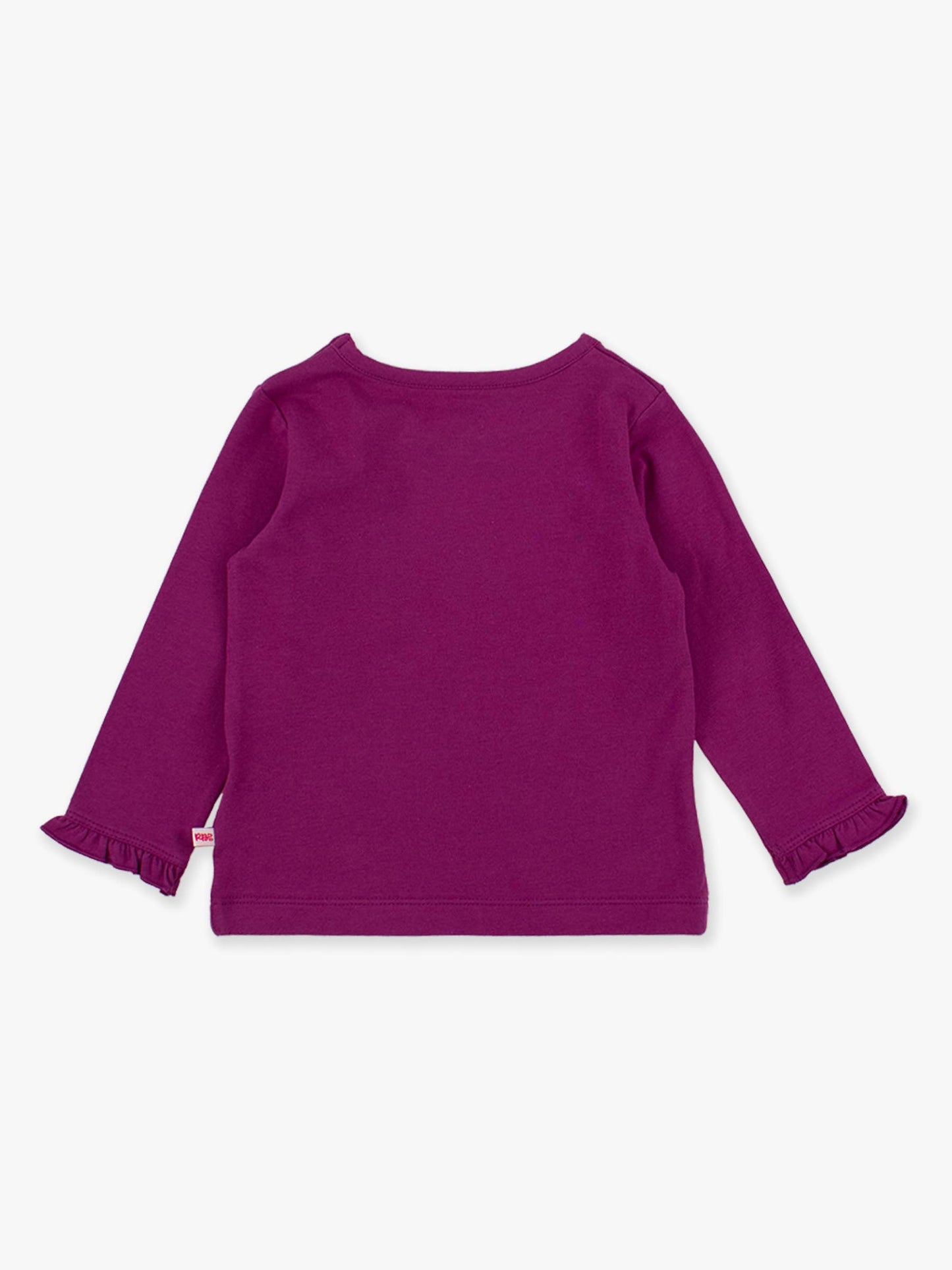 Girls Knit Long Sleeve Ruffle Sleeve Top: Plum Tart