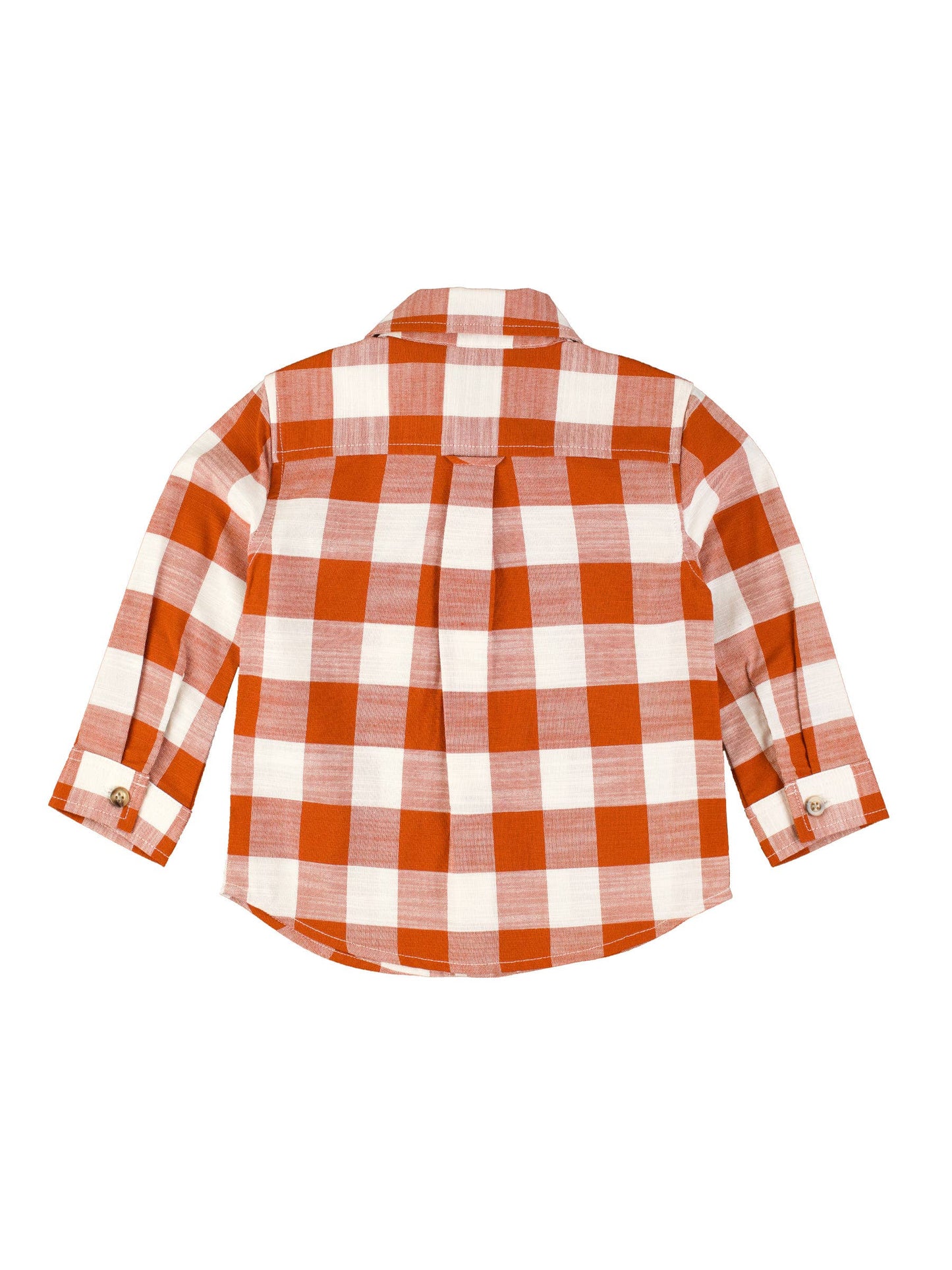 Baby Boys Rust Plaid Long Sleeve Button Down Shirt: Orange
