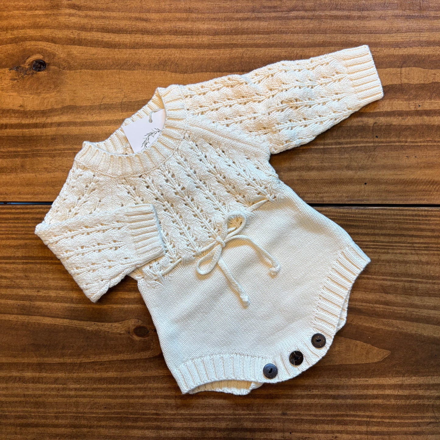 Zoya Knitted Sweater Romper: Cream