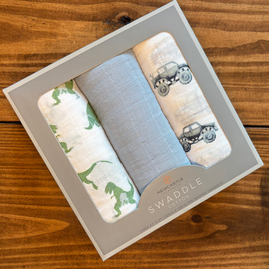 Cotton Muslin Swaddle 3-Pack (Rough Terrain)