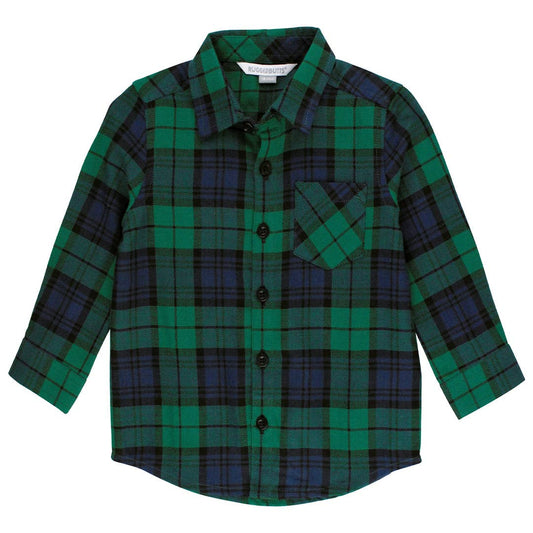 Baby Boys Hunter Plaid Flannel Long Sleeve Button Down Shirt: Green