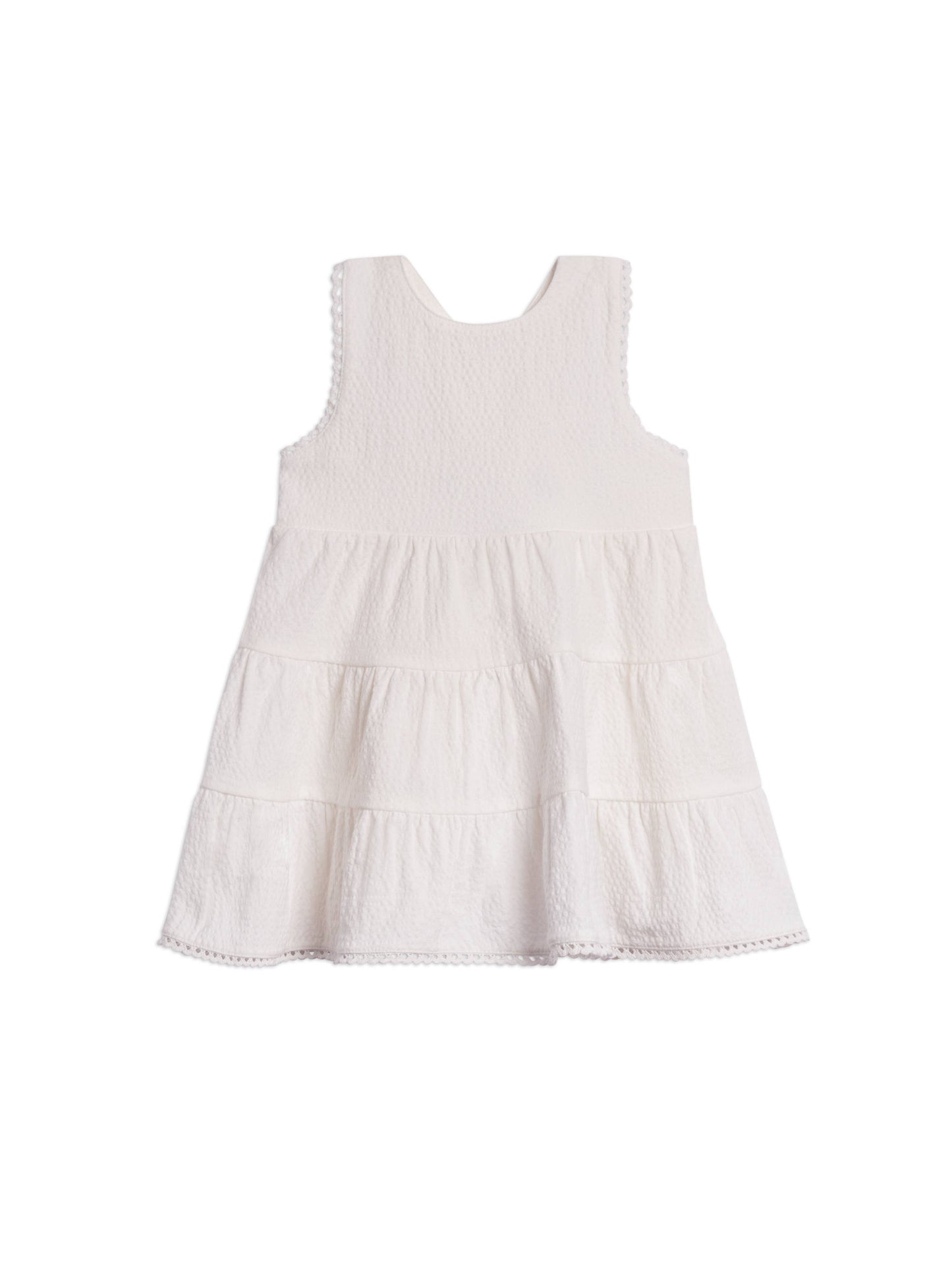 Organic Zoey Seersucker Tiered Dress - Coconut: 2T