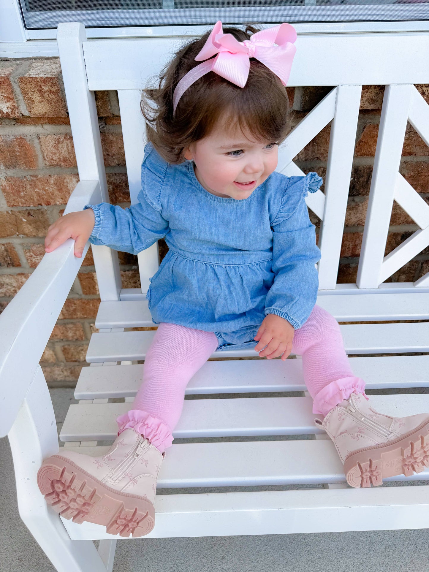 Footless Ruffle Tights - Classic Pink