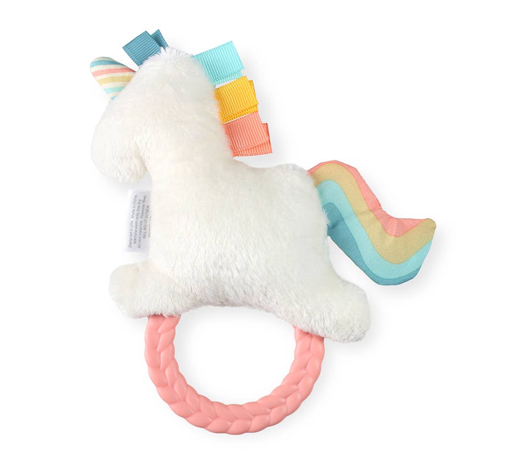 Unicorn Plush Rattle Pal with Teether