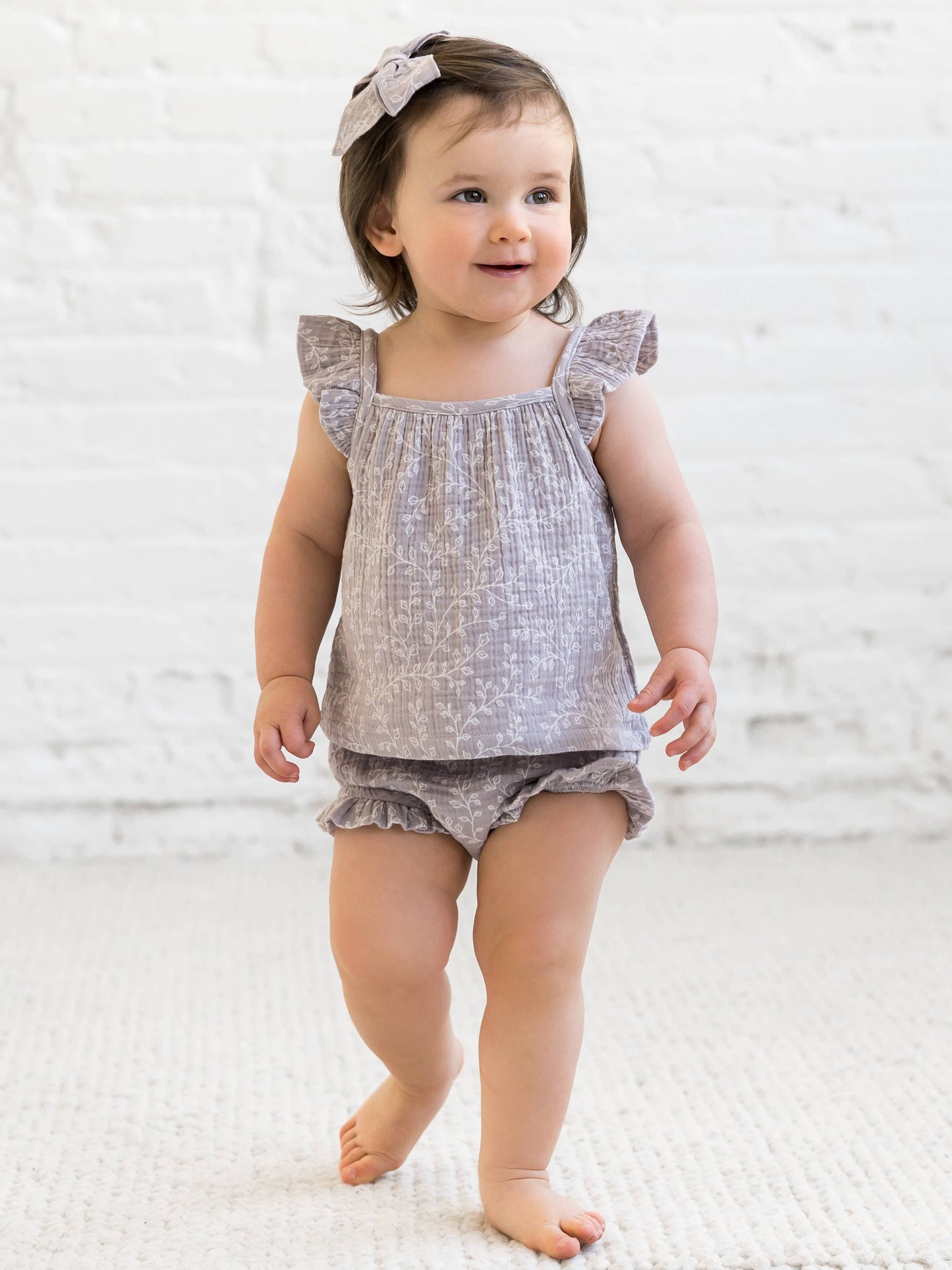 Organic Suki Muslin Tank & Short Set - Lucia Floral/Lilla: 3-6M
