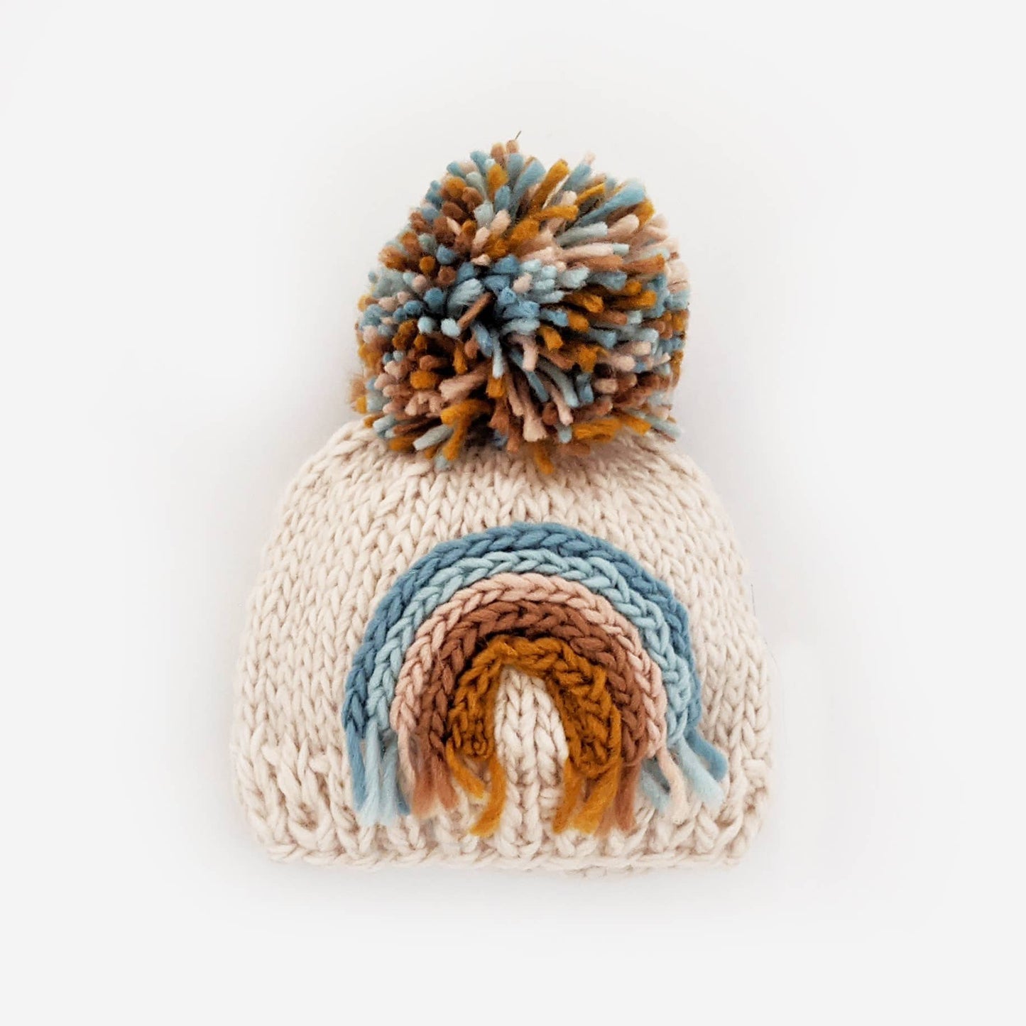 Teal Rainbow Knit Beanie Hat