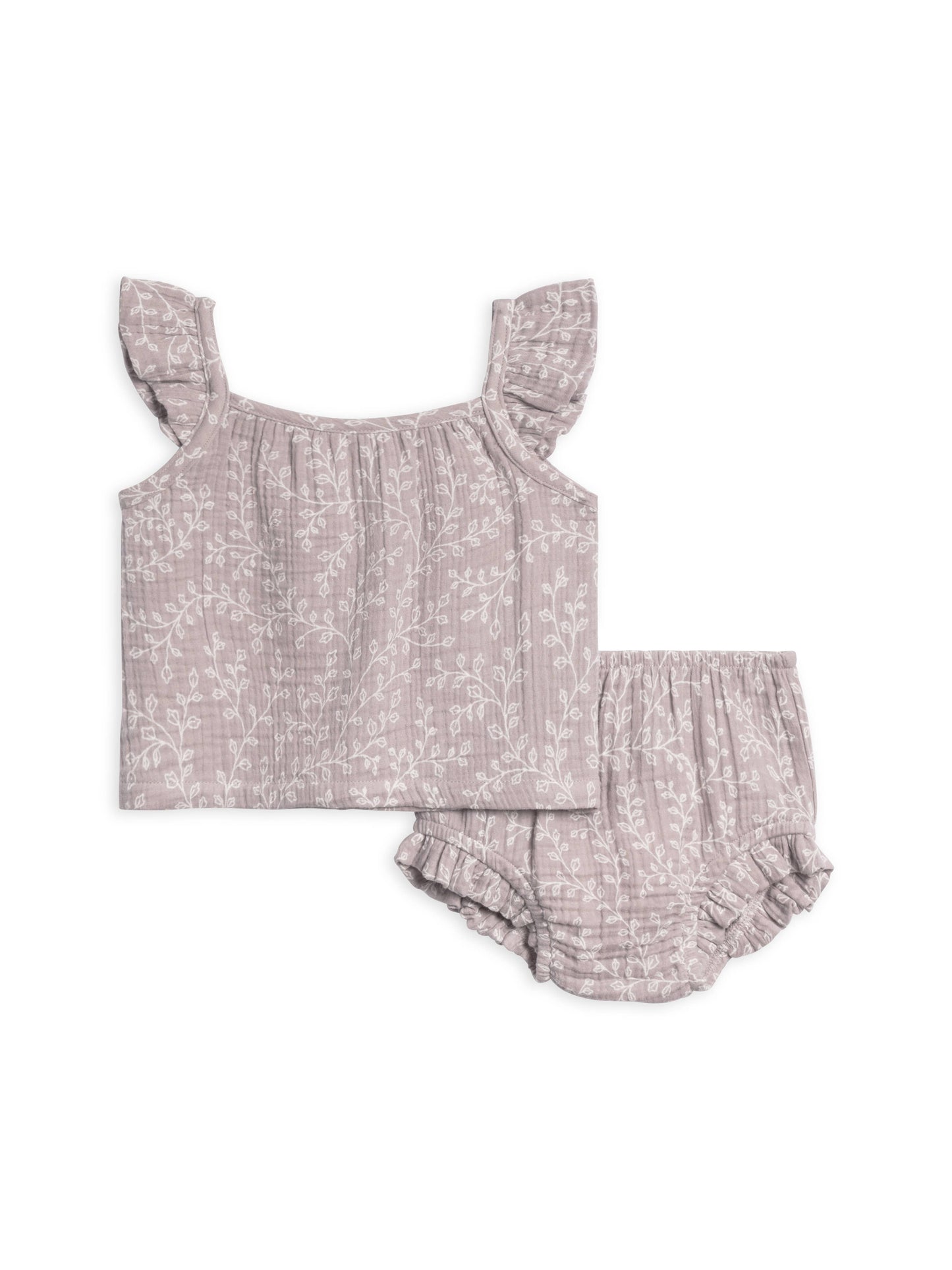 Organic Suki Muslin Tank & Short Set - Lucia Floral/Lilla: 3-6M