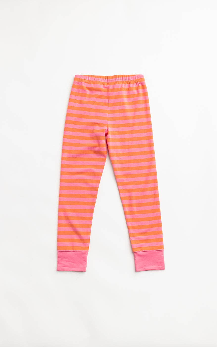 Party Stripe Leggings: Flamingo & Carnation Stripe