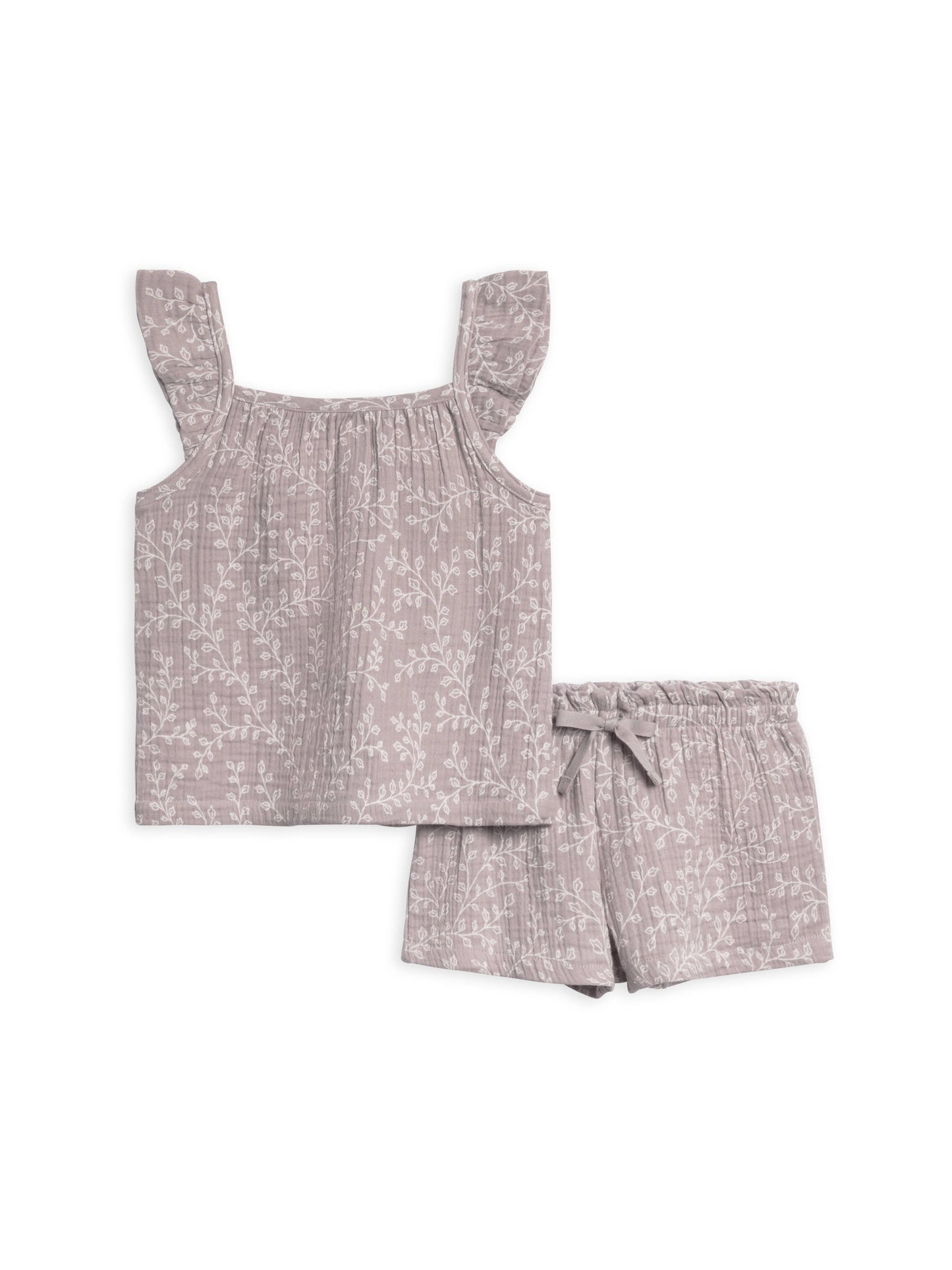 Organic Nora Muslin Tank & Short Set - Lucia Floral/Lilla: 3T
