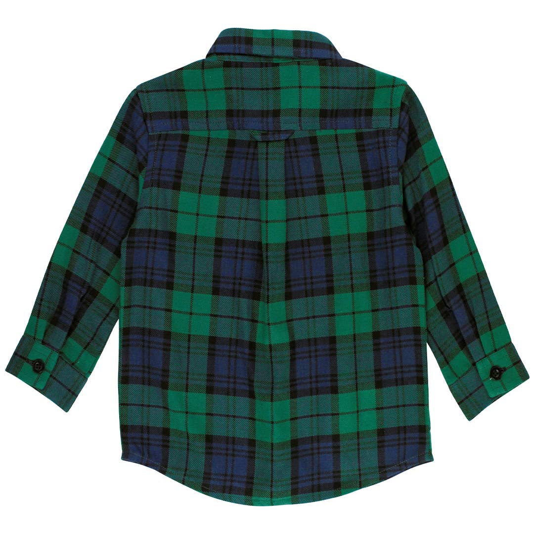 Baby Boys Hunter Plaid Flannel Long Sleeve Button Down Shirt: Green