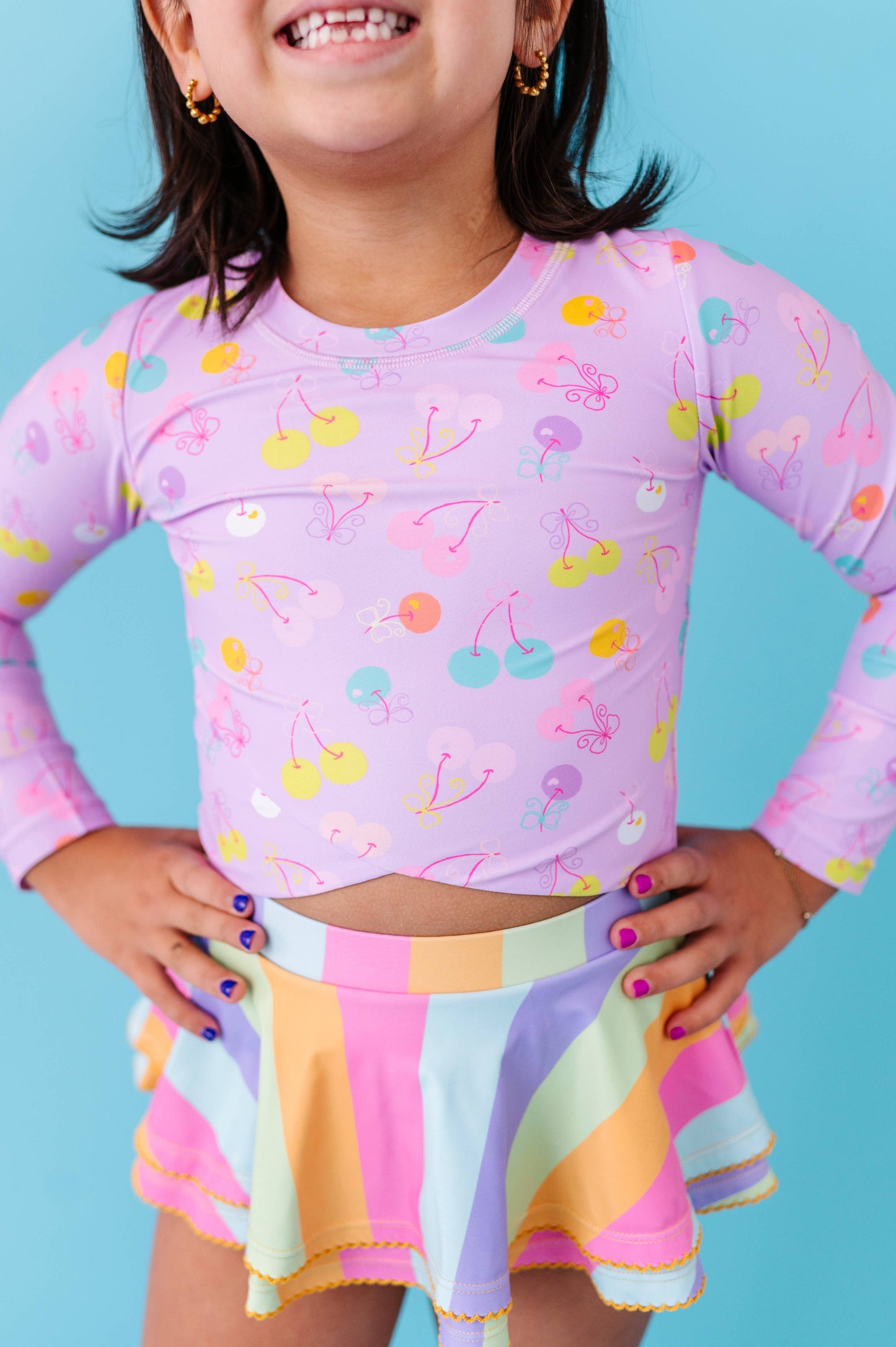 Toddler Girl Rashguard Skirted 2-Piece: Cherry Crush