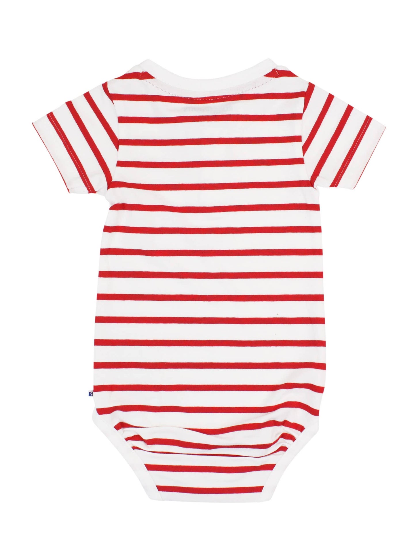 Baby Boys Red & White Stripe Short Sleeve Henley Bodysuit