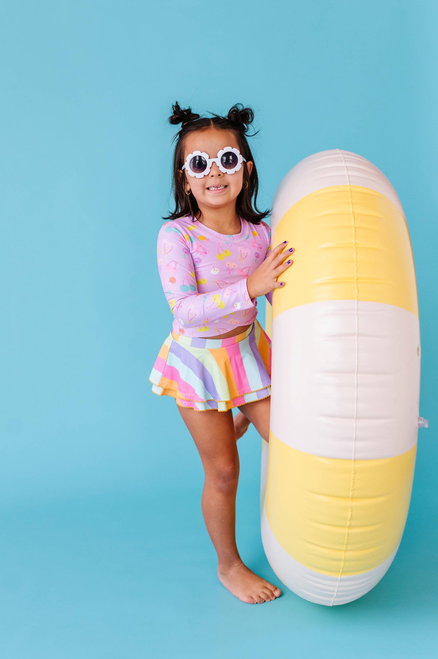 Toddler Girl Rashguard Skirted 2-Piece: Cherry Crush
