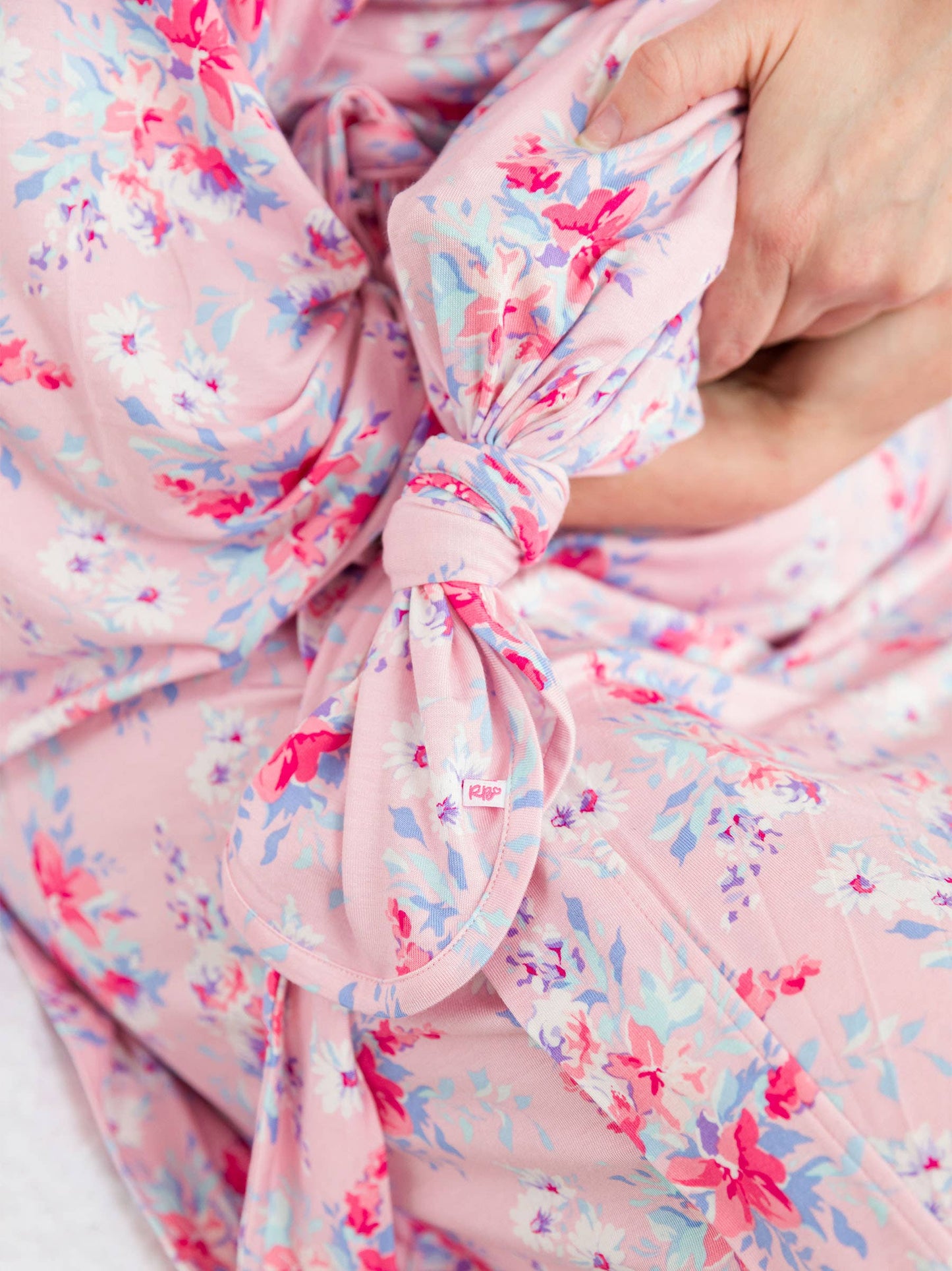 Pretty in Pink Floral Ruffle Knotted Sleep Gown & Bow Hat Set