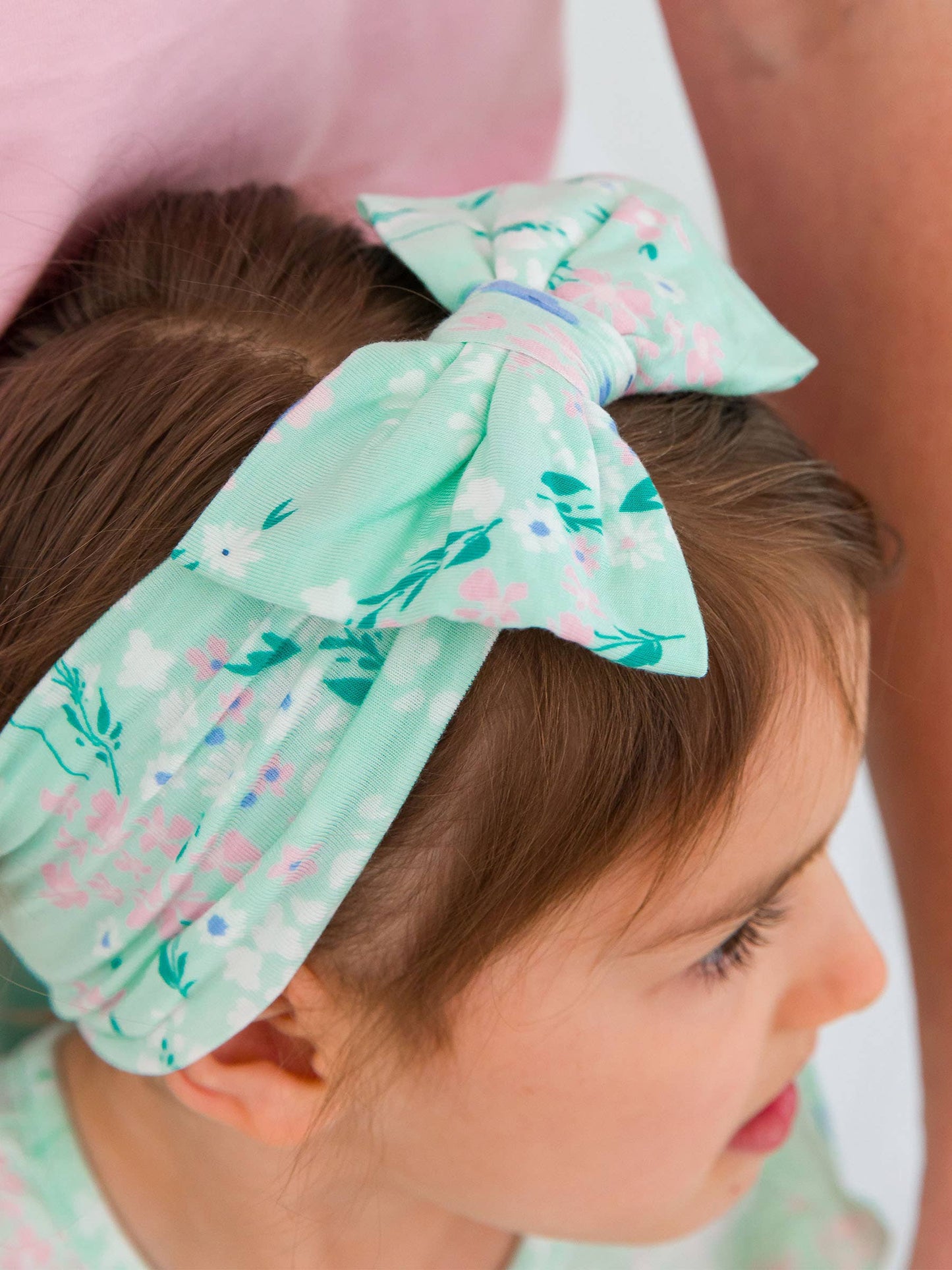Girls Mint Meadow Viscose Big Bow Headband: Green / One Size