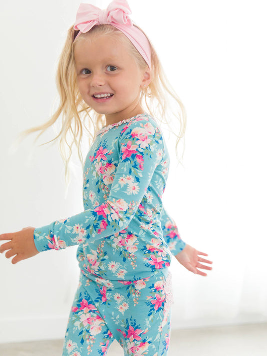 Fancy Me Floral Ruffle Long Sleeve Pajama Set