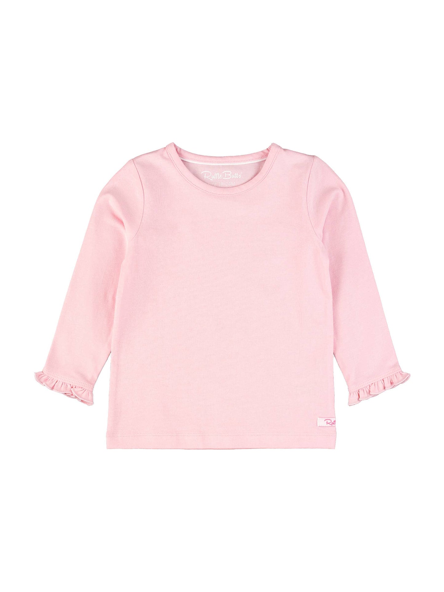 Pink Knit Long Sleeve Ruffle Sleeve Top