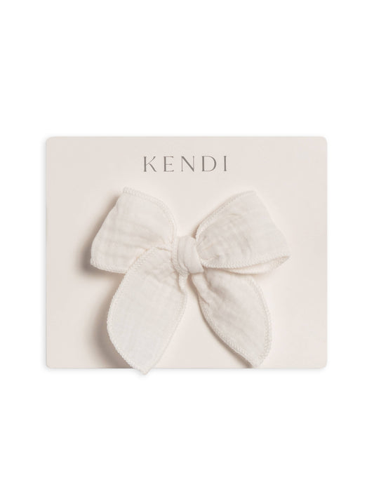 Baby & Kids Muslin Bow Clip - Coconut