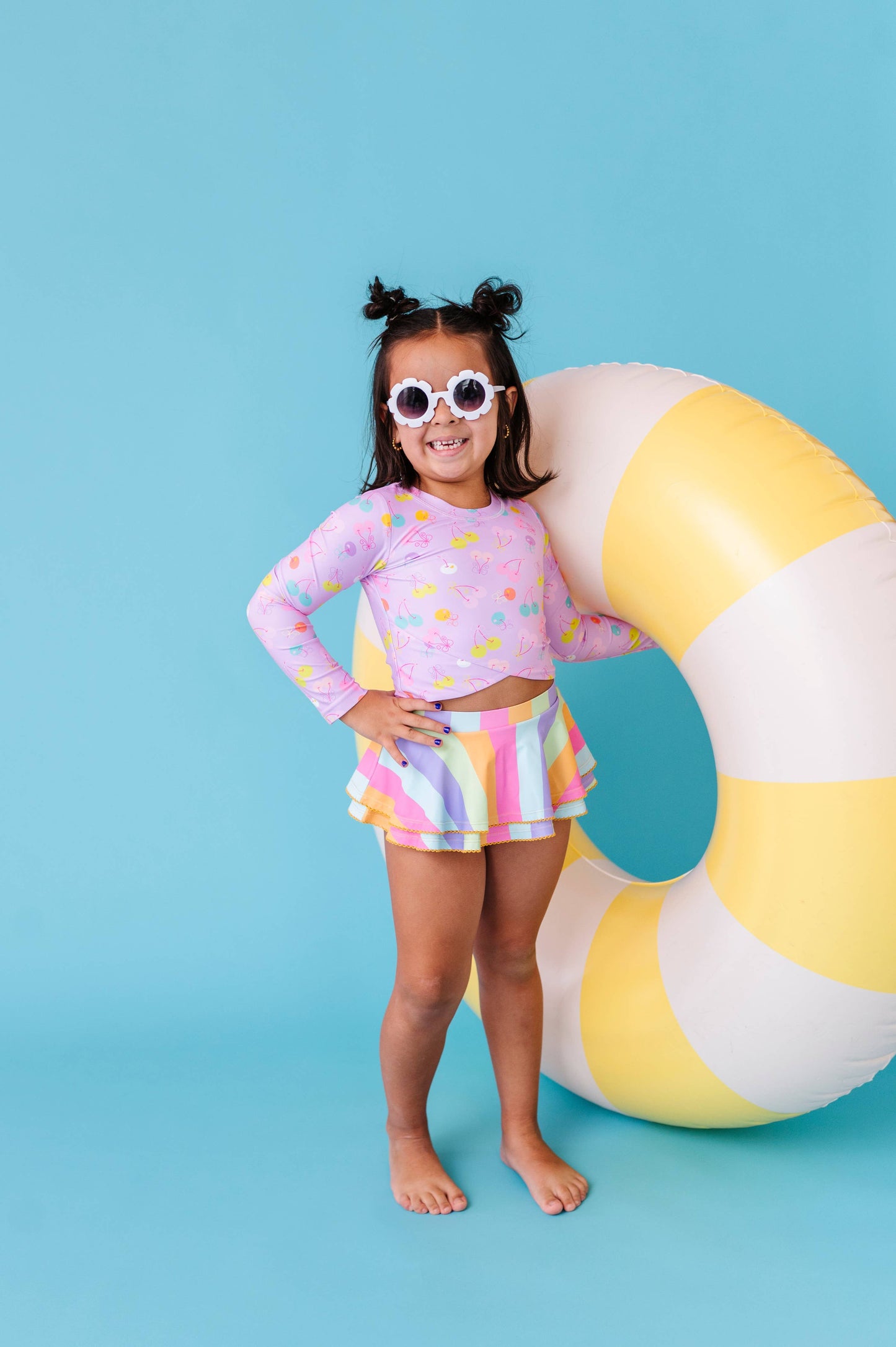 Toddler Girl Rashguard Skirted 2-Piece: Cherry Crush