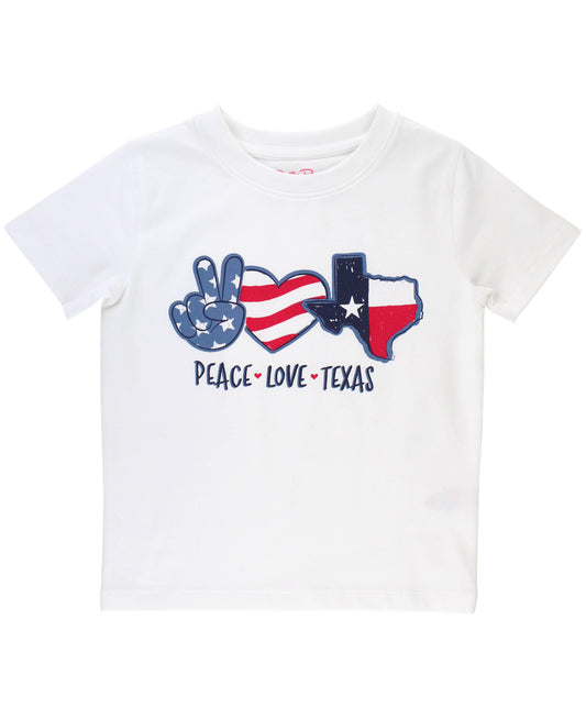 "Peace, Love, and Texas" Patriotic Short Sleeve Graphic Tee