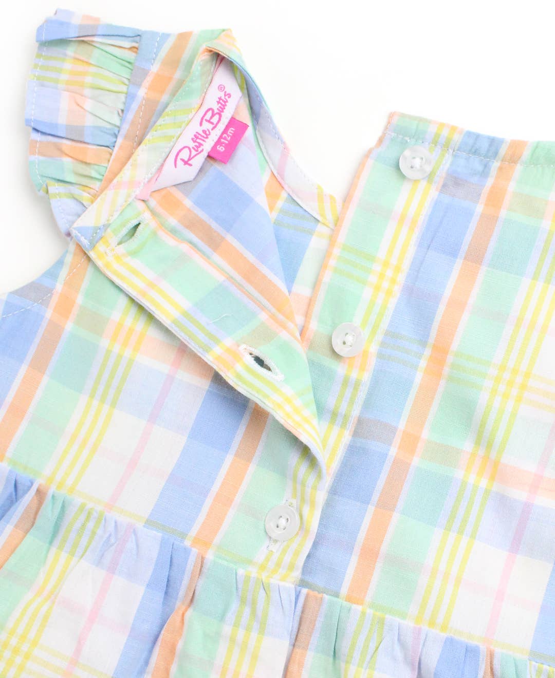 Baby Girls Clubhouse Rainbow Plaid Flutter Sleeve Skirted Romper: Multi-Color
