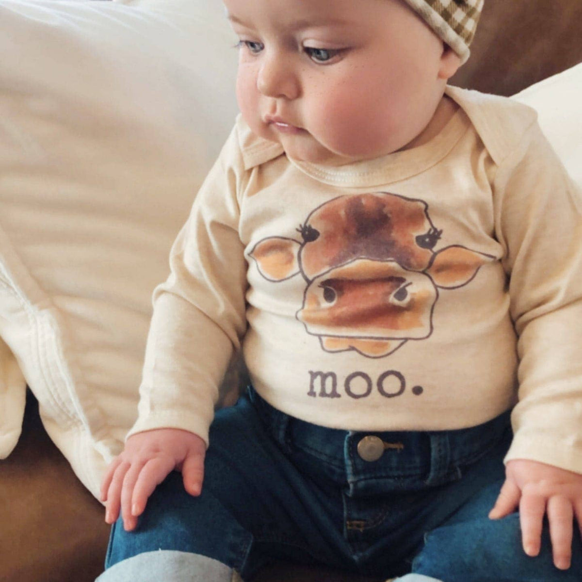 "Moo" Cow Ultra Soft Long Sleeve Onesie