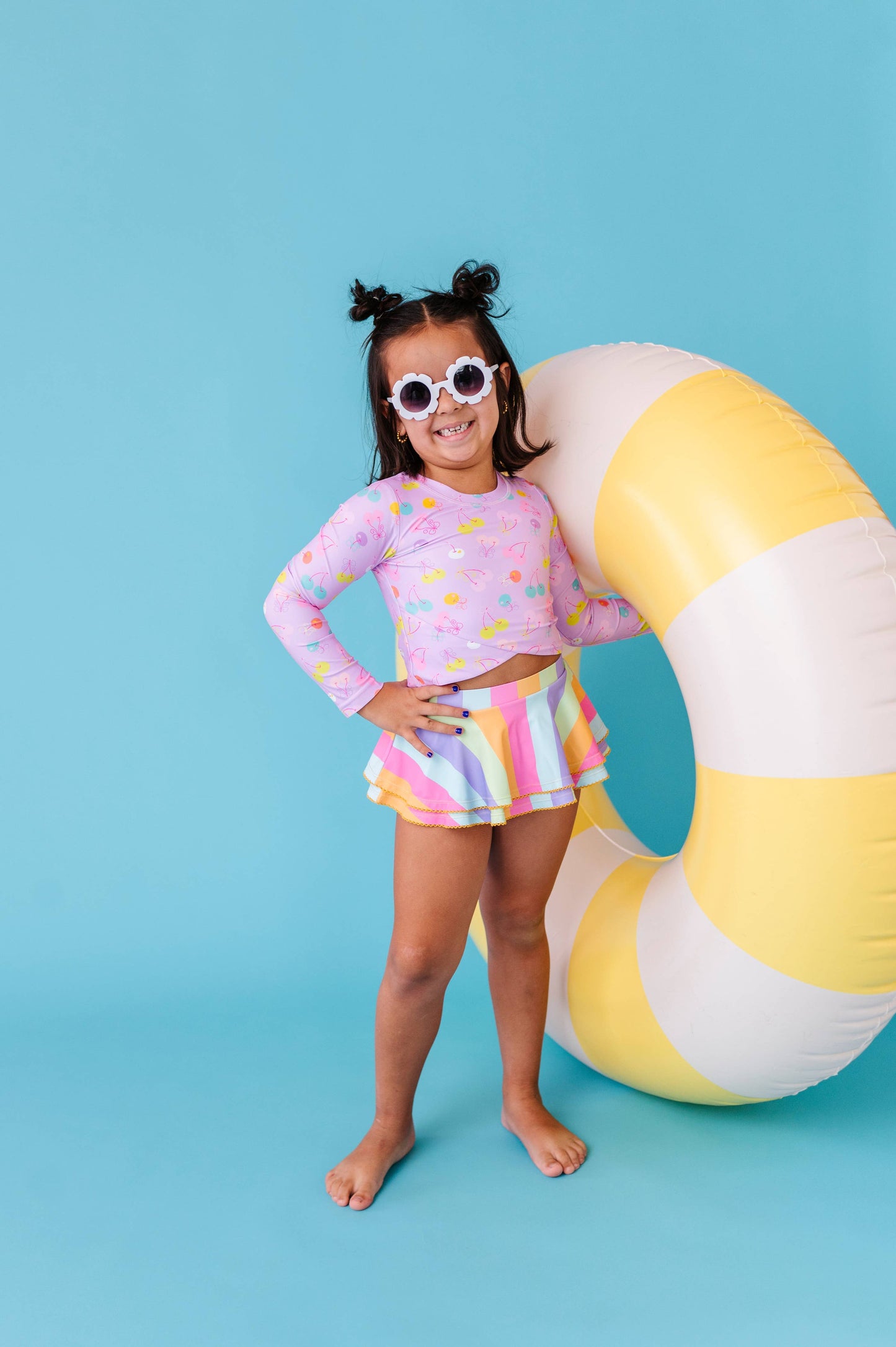 Toddler Girl Rashguard Skirted 2-Piece: Cherry Crush