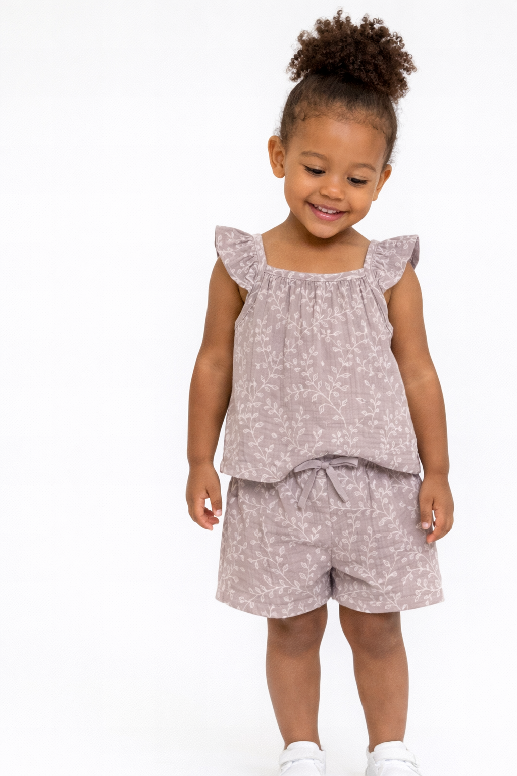 Organic Nora Muslin Tank & Short Set - Lucia Floral/Lilla