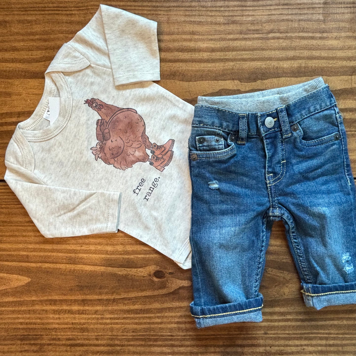 "Free Range" Chicken Ultra Soft Long Sleeve Onesie
