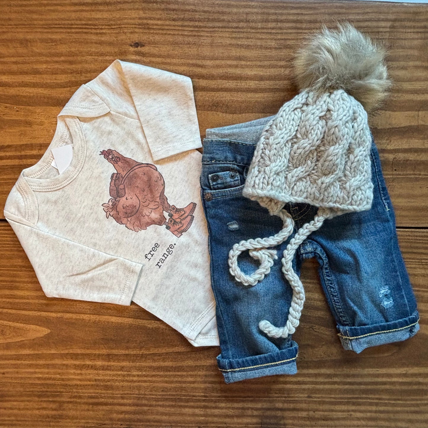 "Free Range" Chicken Ultra Soft Long Sleeve Onesie