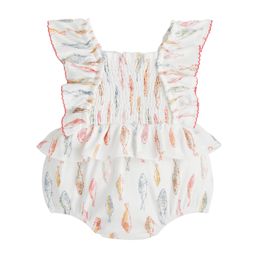 Fish Smocked Baby Bubble