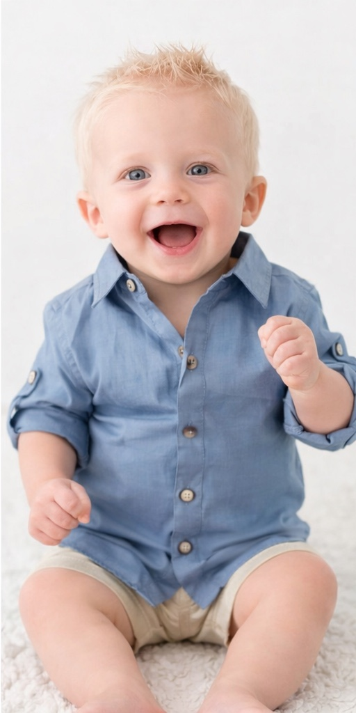 Boys Blue Chambray Long Sleeve Button Down Shirt