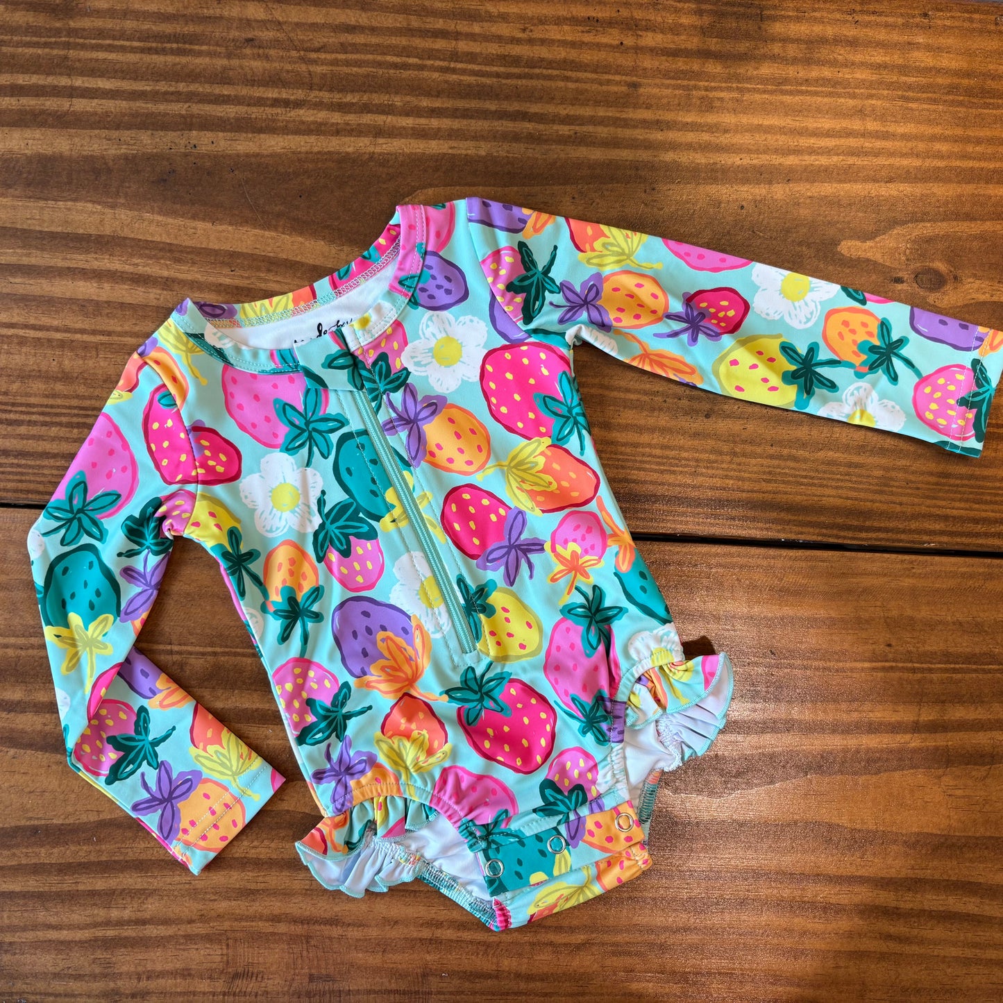 Baby Girl Rashguard One-Piece: Sweet Strawberry