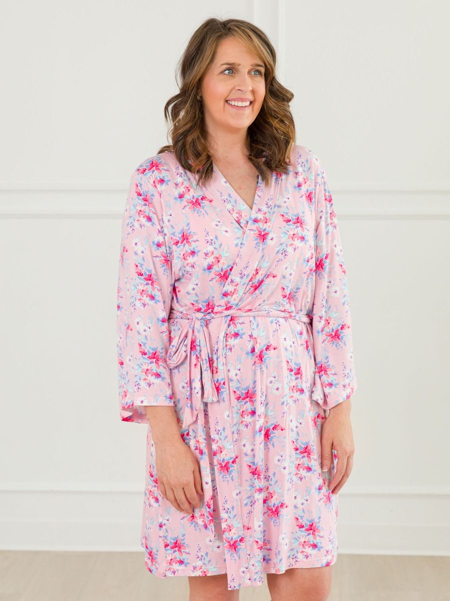 Pretty in Pink Floral Mommy & Me Maternity Robe