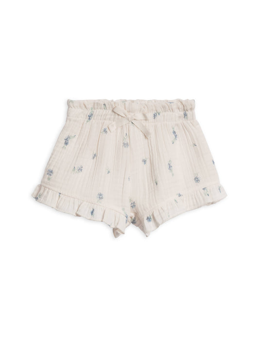 Organic Luz Muslin Flutter Shorts - Elena Floral / Lilla: 18-24M