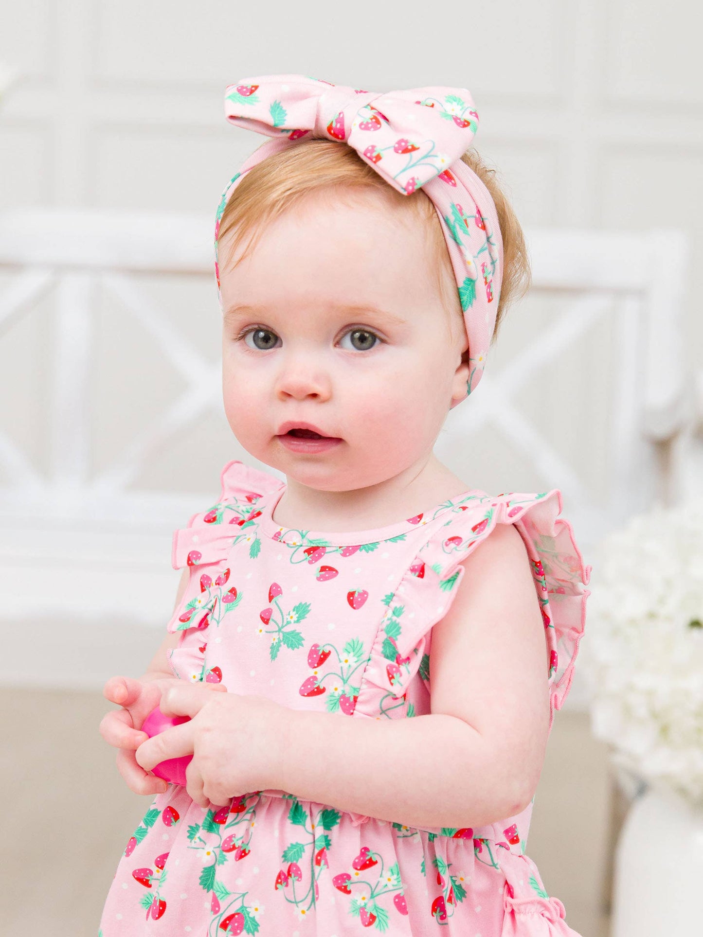 Girls Sweet As Strawberries Viscose Big Bow Headband: Pink / One Size