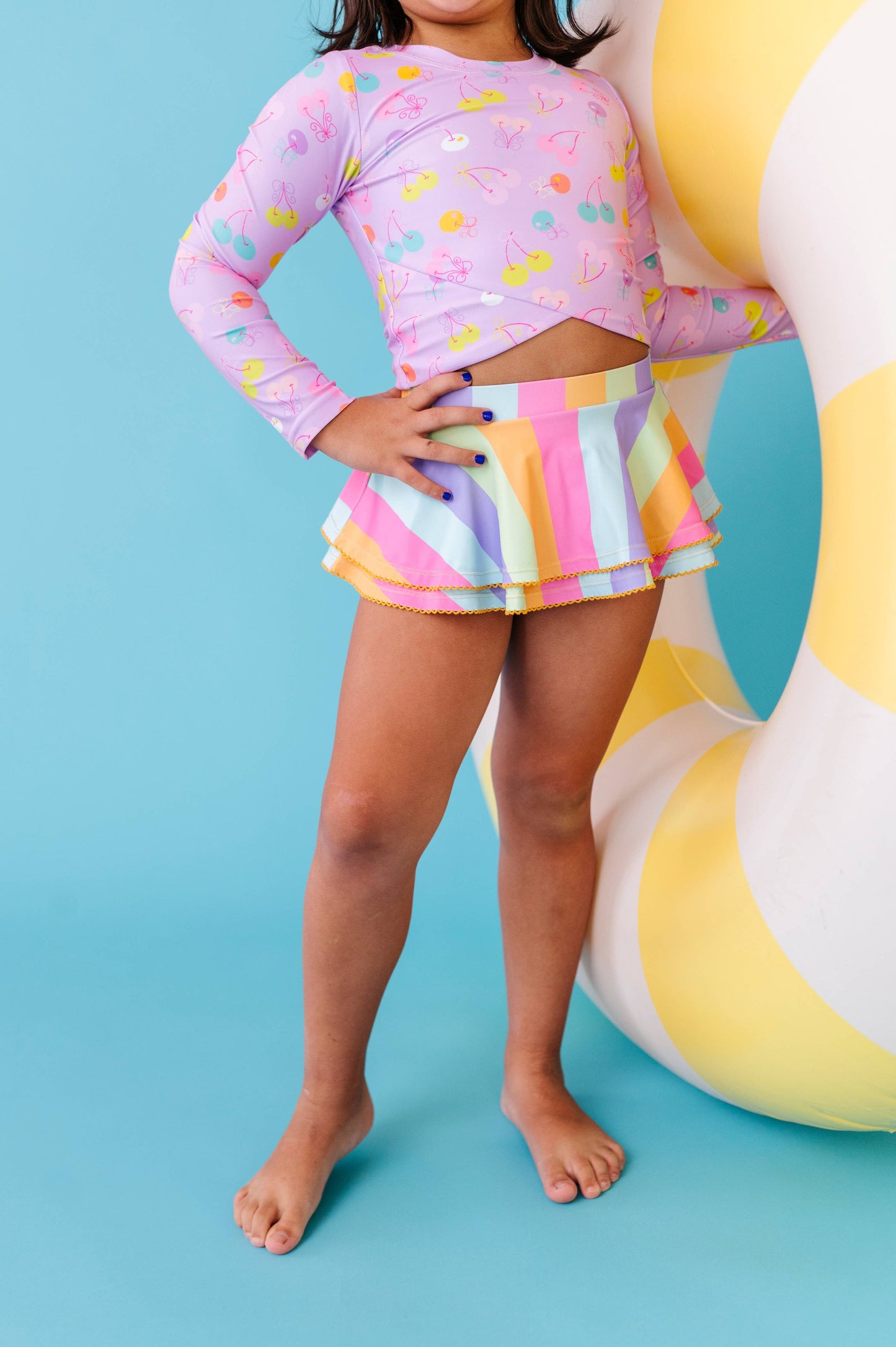 Toddler Girl Rashguard Skirted 2-Piece: Cherry Crush