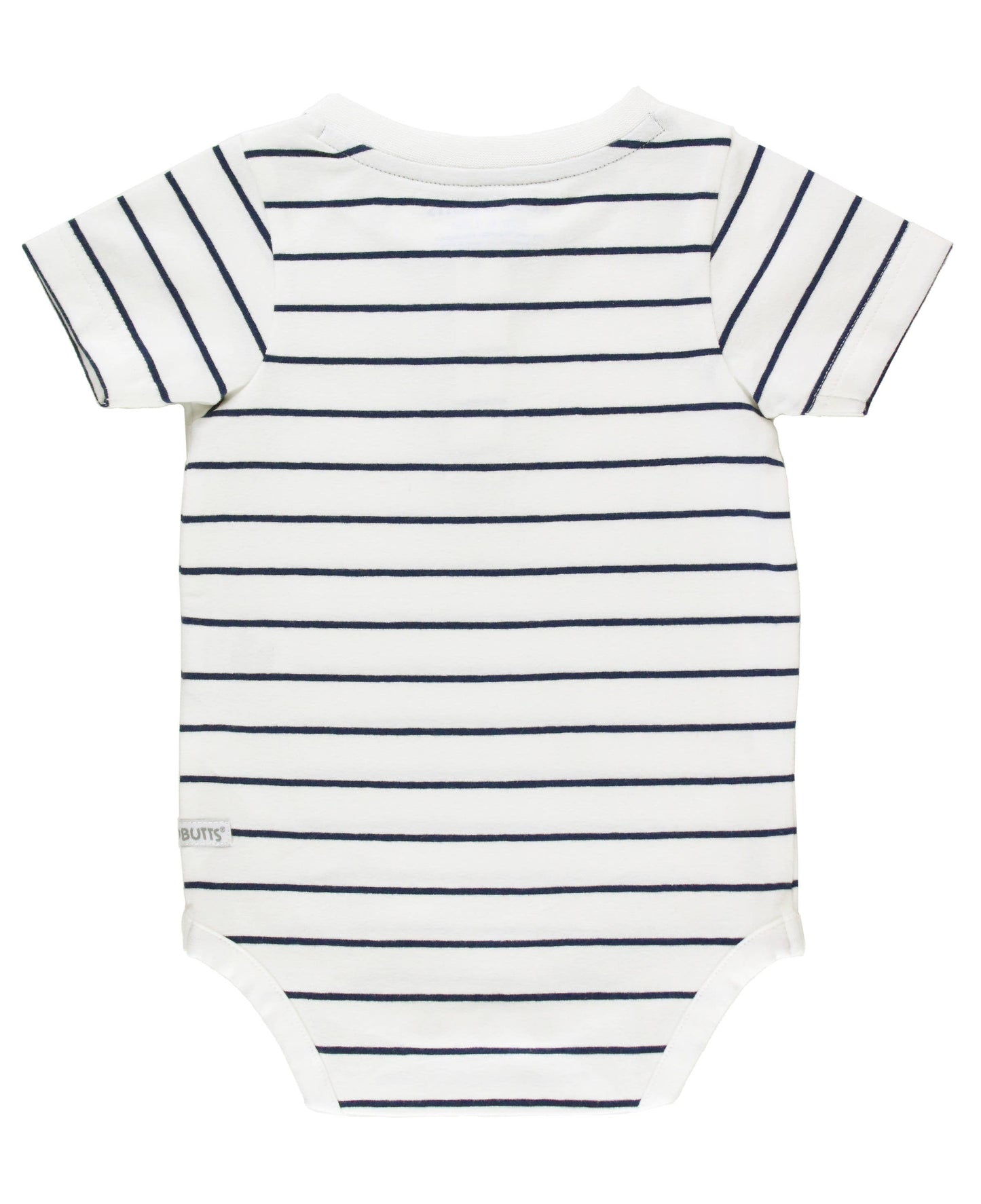 Baby Boys White & Navy Stripe Short Sleeve Henley Bodysuit