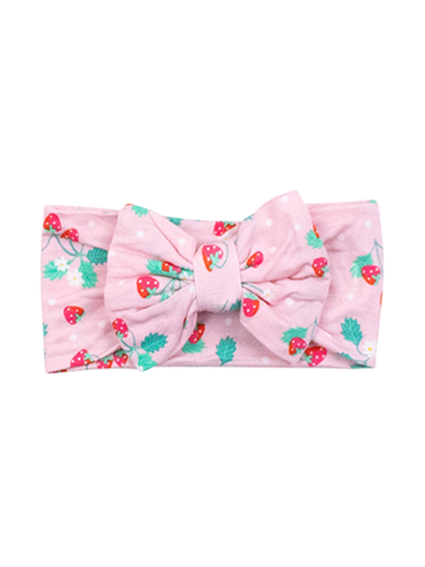 Girls Sweet As Strawberries Viscose Big Bow Headband: Pink / One Size